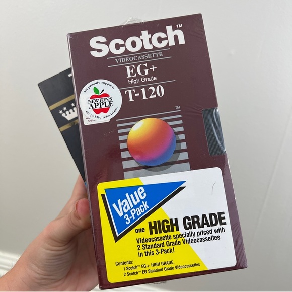 Scotch 1 EG+ High Grade T-120 Blank VHS Videocassette 2 Standard 3 Pack NOS VTG - Picture 4 of 11